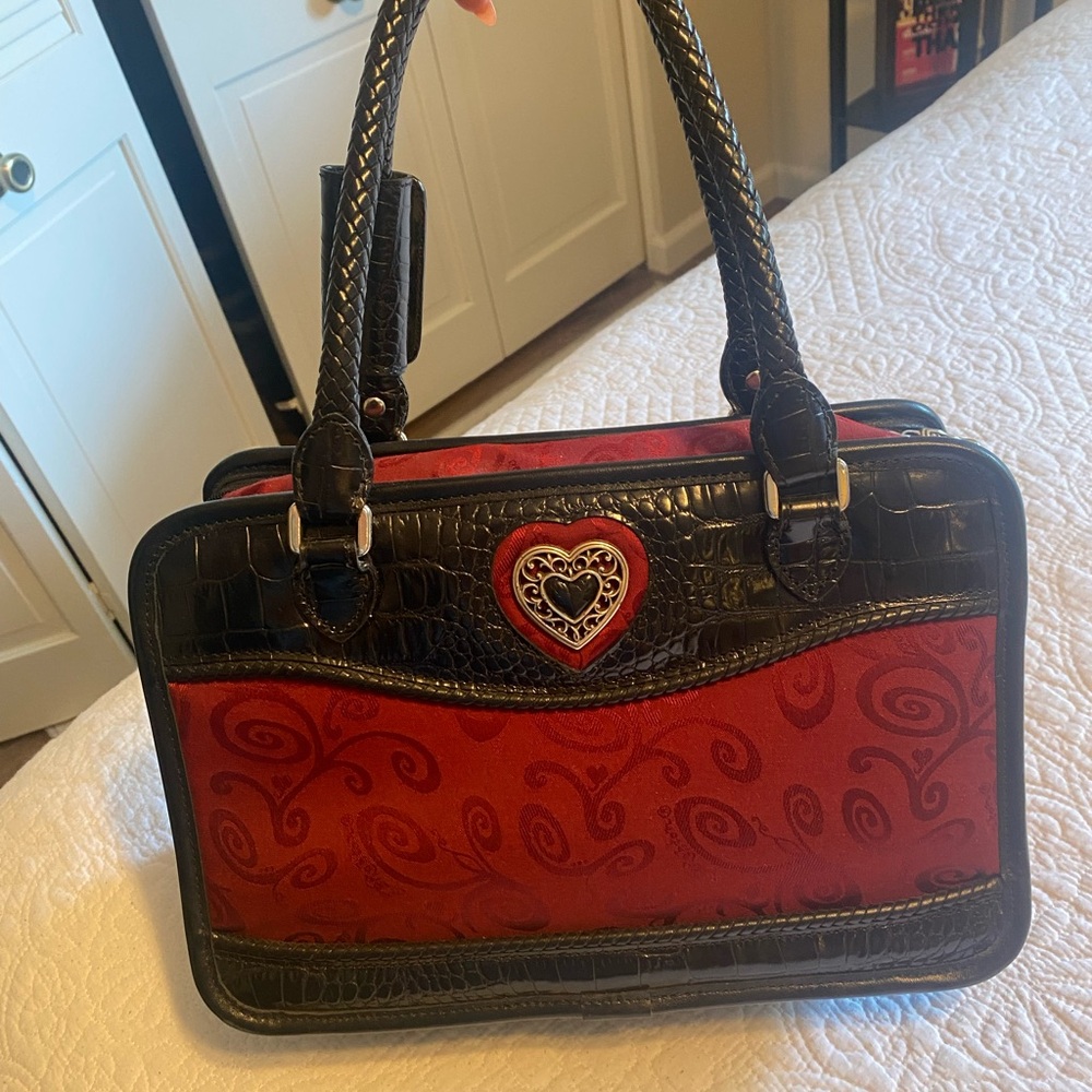 Vintage Brighton Red and Black Heart Cosmetic Bag